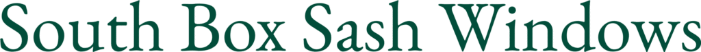 Text logo displaying "South Box Sash Windows" in dark green serif font on a light background.